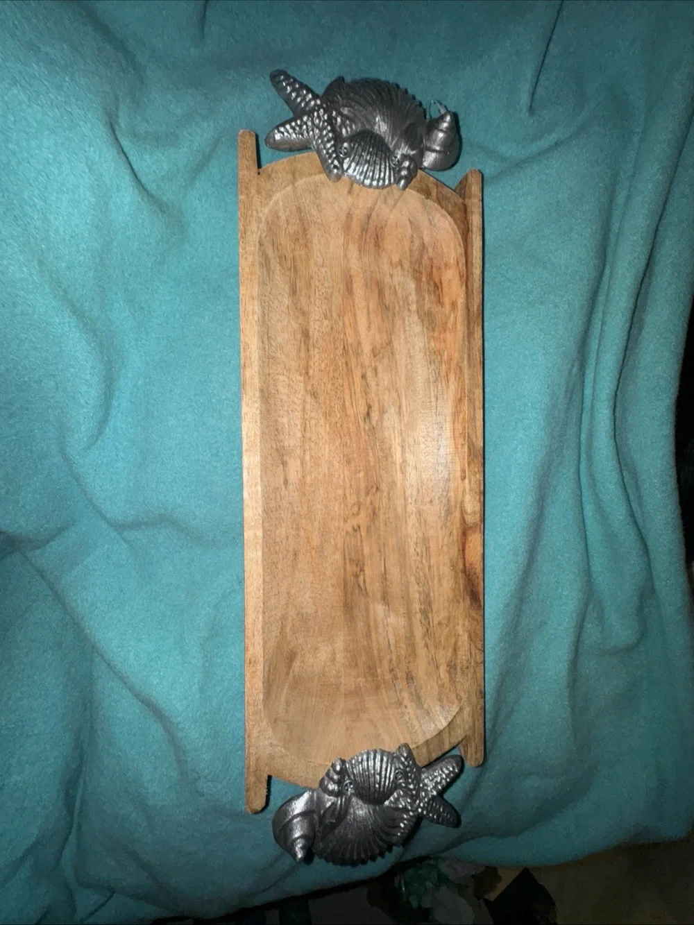 Tommy Bahamma Wooden Decorative Bath Tray with Shell Accents